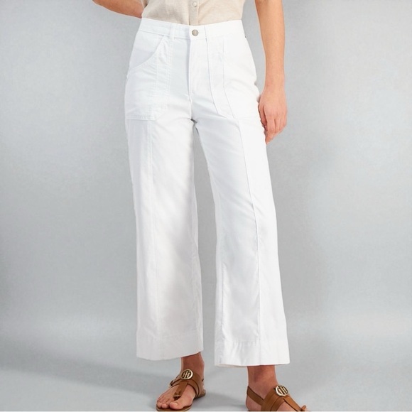 Tommy Hilfiger Women's Crisp White Wide-Leg Pants - Picture 1 of 7